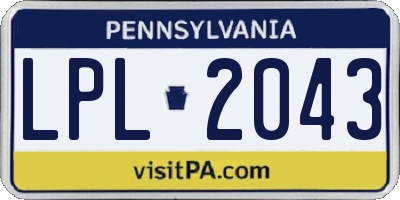 PA license plate LPL2043