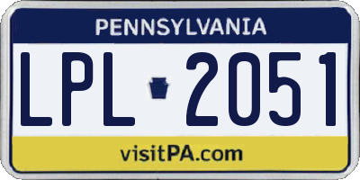 PA license plate LPL2051