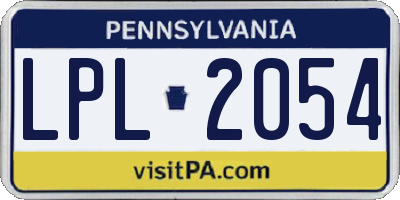PA license plate LPL2054