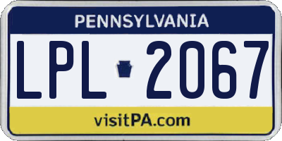 PA license plate LPL2067
