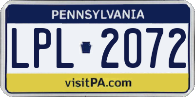 PA license plate LPL2072
