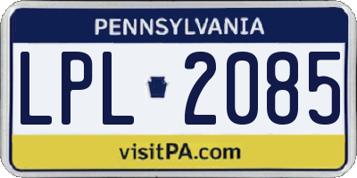 PA license plate LPL2085