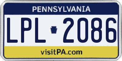 PA license plate LPL2086