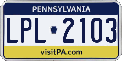 PA license plate LPL2103