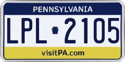 PA license plate LPL2105