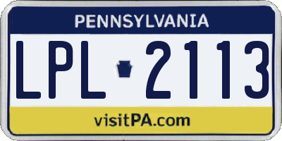 PA license plate LPL2113