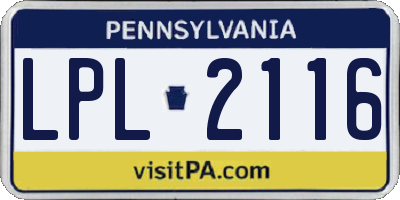 PA license plate LPL2116