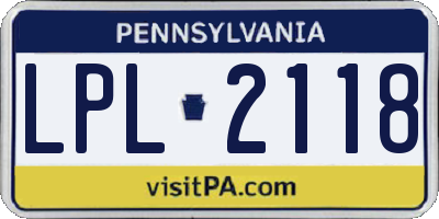 PA license plate LPL2118