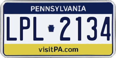 PA license plate LPL2134