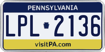 PA license plate LPL2136