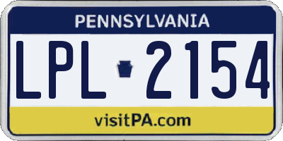 PA license plate LPL2154