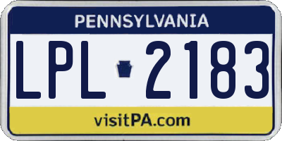 PA license plate LPL2183