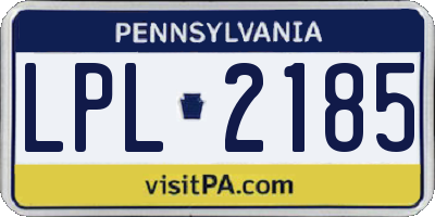 PA license plate LPL2185
