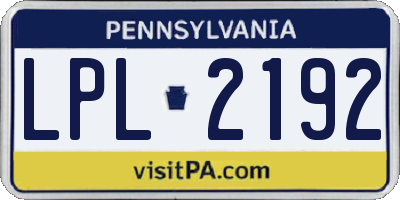 PA license plate LPL2192