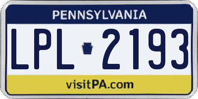 PA license plate LPL2193