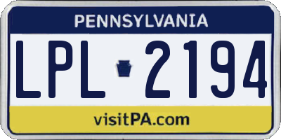 PA license plate LPL2194