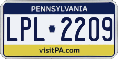 PA license plate LPL2209