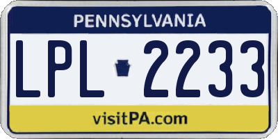 PA license plate LPL2233