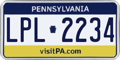 PA license plate LPL2234