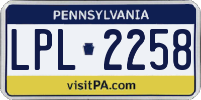 PA license plate LPL2258