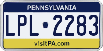 PA license plate LPL2283