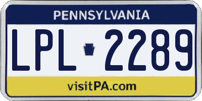PA license plate LPL2289