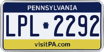 PA license plate LPL2292