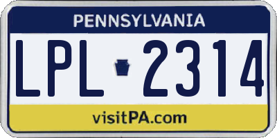 PA license plate LPL2314