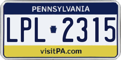 PA license plate LPL2315