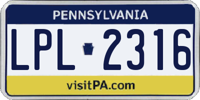 PA license plate LPL2316