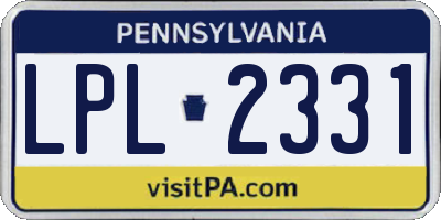 PA license plate LPL2331
