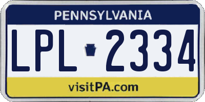 PA license plate LPL2334