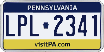 PA license plate LPL2341