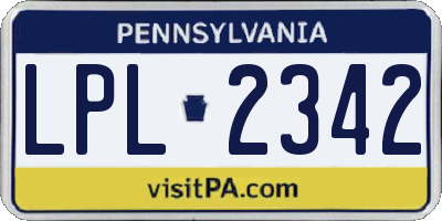 PA license plate LPL2342