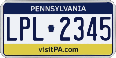 PA license plate LPL2345