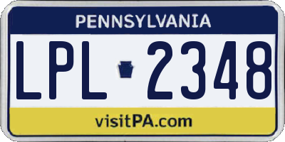 PA license plate LPL2348