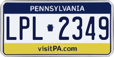 PA license plate LPL2349