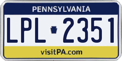 PA license plate LPL2351