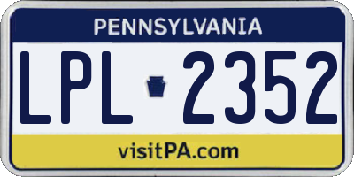 PA license plate LPL2352