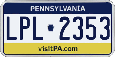 PA license plate LPL2353