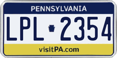 PA license plate LPL2354