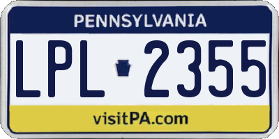 PA license plate LPL2355