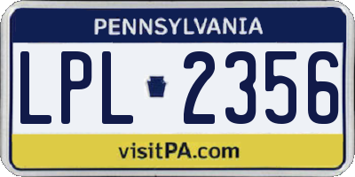 PA license plate LPL2356