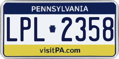 PA license plate LPL2358