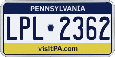 PA license plate LPL2362
