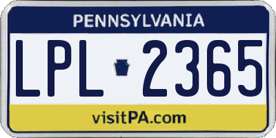 PA license plate LPL2365