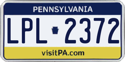 PA license plate LPL2372