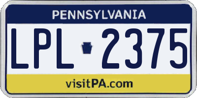 PA license plate LPL2375