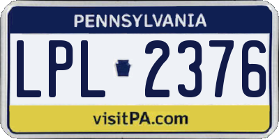 PA license plate LPL2376