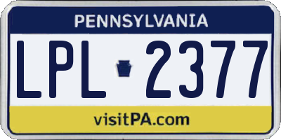 PA license plate LPL2377